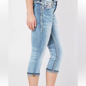 Rock Revival Yara Easy Crop Embellished Cuffed Cropped Jeans New With Tags 29